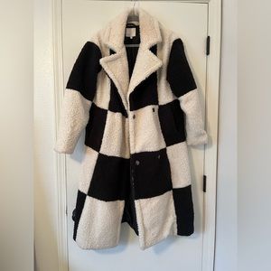 Checkered trench coat. Worn one time